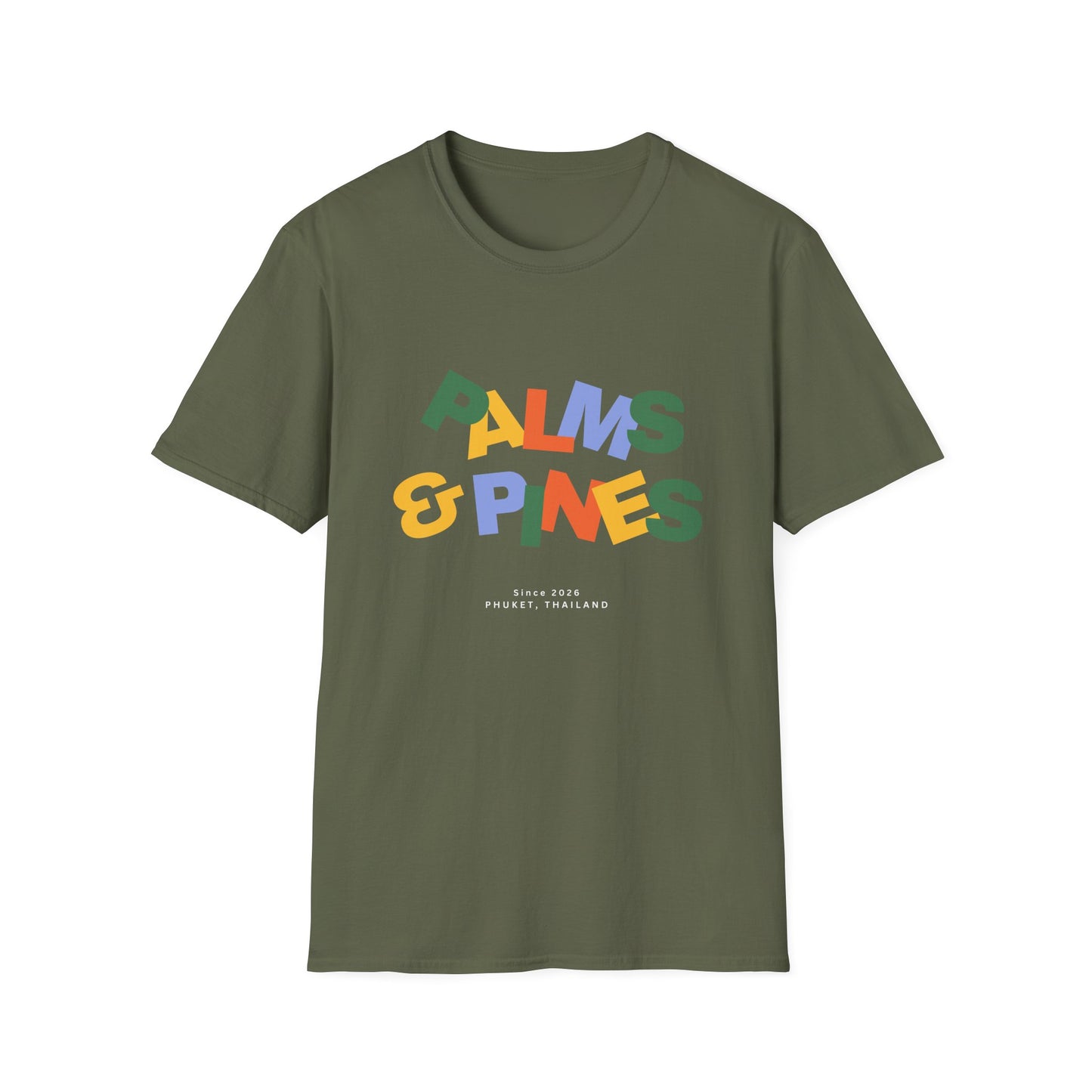 "Palms & Pines" Retro Color Blocks T-Shirt